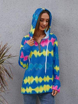Contrast Quarter Zip Dropped Shoulder Hoodie - Trendsi - Flyclothing LLC