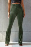 Ribbed High Waist Flare Pants - Trendsi - Flyclothing LLC