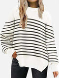 Round Neck Drop Shoulder Slit Sweater - Trendsi - Flyclothing LLC