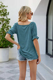 Short Flounce Sleeve Top - Trendsi - Flyclothing LLC