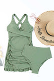 Tie Back Sleeveless Swim Dress and Bottoms Set - Trendsi - Flyclothing LLC