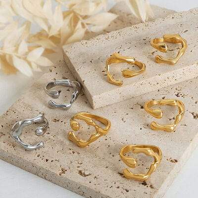 18K Gold-Plated Irregular Open Ring - Trendsi - Flyclothing LLC