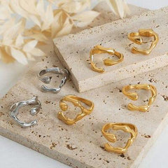 18K Gold-Plated Irregular Open Ring - Trendsi