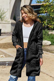 Double Take Full Size Open Front Long Sleeve Hooded Coat - Trendsi