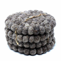 Hand Crafted Felt Ball Coasters from Nepal: 4-pack, Dark Grey - Global Groove (T) - Global Groove