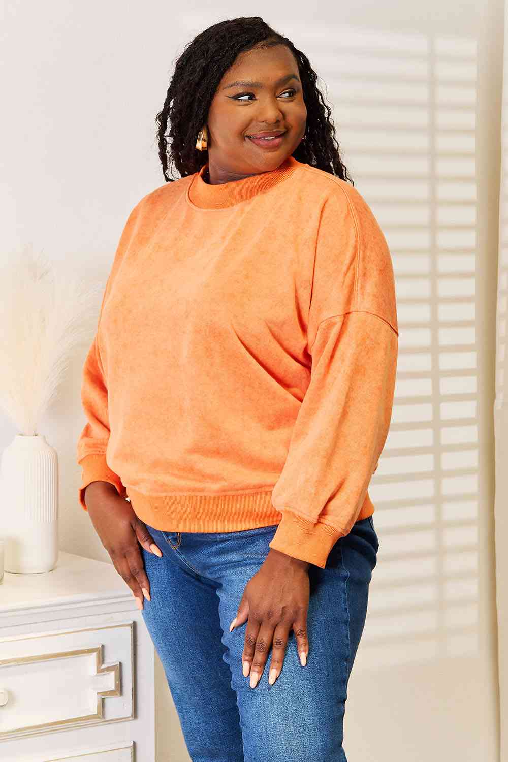 Basic Bae Round Neck Dropped Shoulder Sweatshirt - Trendsi - Flyclothing LLC