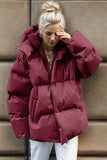 Pocketed Zip Up Hooded Puffer Jacket - Trendsi