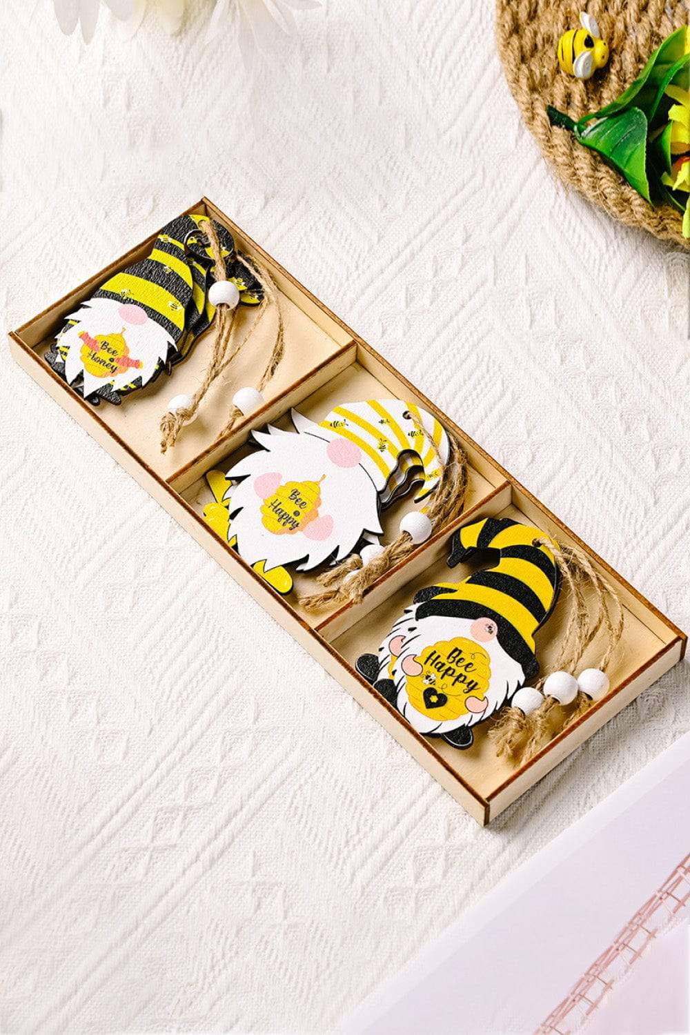 3-Pack Bee Wood Gnome Ornaments - Trendsi - Flyclothing LLC