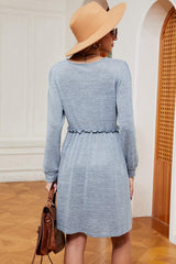 Frill Square Neck Long Sleeve Dress - Trendsi - Flyclothing LLC