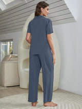Short Sleeve Shirt, Bralette, and Pants Lounge Set - Trendsi - Flyclothing LLC