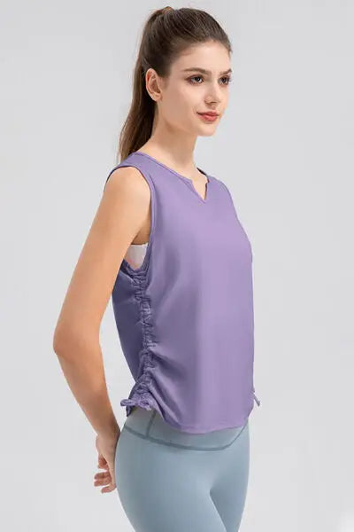 Notched Wide Strap Active Tank - Trendsi - Flyclothing LLC