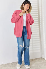 Open Front Dropped Shoulder Cardigan - Trendsi