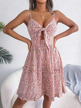 Frill Ditsy Floral Spaghetti Strap Mini Dress - Trendsi - Flyclothing LLC