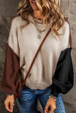 Contrast Round Neck Dropped Shoulder Sweater - Trendsi - Flyclothing LLC