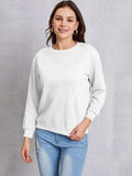 Round Neck Dropped Shoulder Sweatshirt - Trendsi - Flyclothing LLC