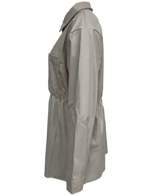 Snap Down Collared Jacket - Trendsi - Flyclothing LLC