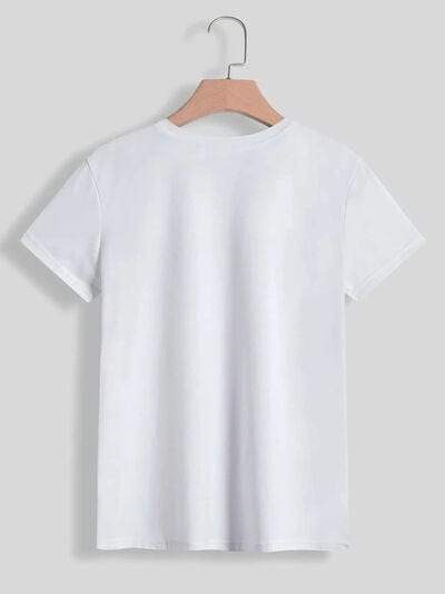 Graphic Round Neck Short Sleeve T-Shirt - Trendsi - Flyclothing LLC
