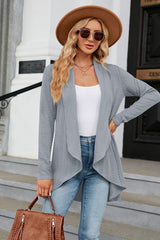 Open Front Long Sleeve Cardigan - Trendsi