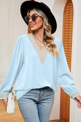 V-Neck Long Sleeve T-Shirt - Trendsi - Flyclothing LLC