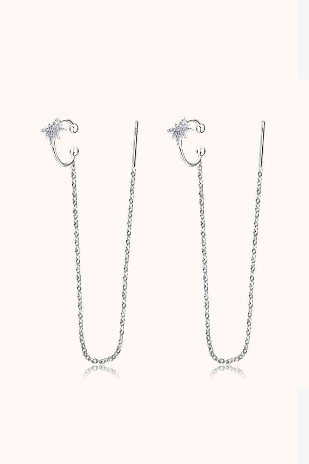 Moissanite 925 Sterling Silver Threader Earrings - Trendsi - Flyclothing LLC