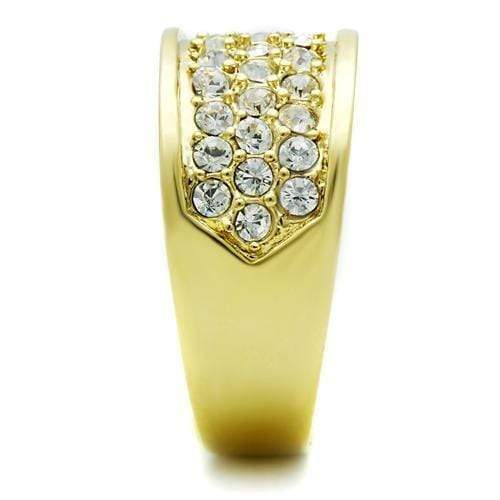 Alamode IP Gold(Ion Plating) Brass Ring with Top Grade Crystal in Clear - Alamode - Flyclothing LLC
