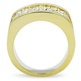 Alamode IP Gold(Ion Plating) Brass Ring with Top Grade Crystal in Clear - Alamode - Flyclothing LLC