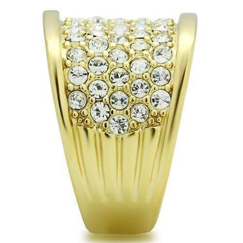 Alamode IP Gold(Ion Plating) Brass Ring with Top Grade Crystal in Clear - Alamode - Flyclothing LLC