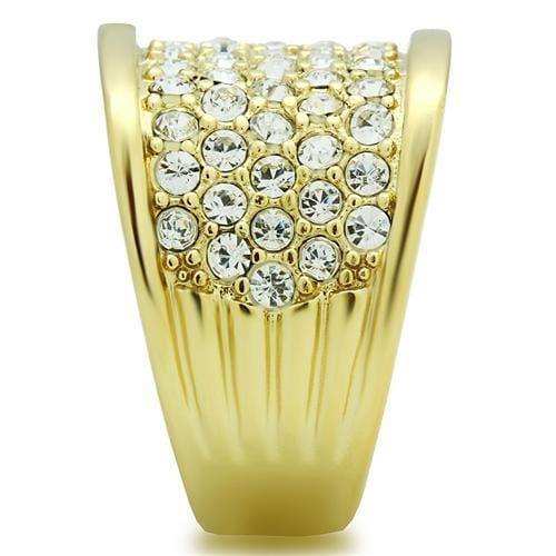 Alamode IP Gold(Ion Plating) Brass Ring with Top Grade Crystal in Clear - Alamode - Flyclothing LLC