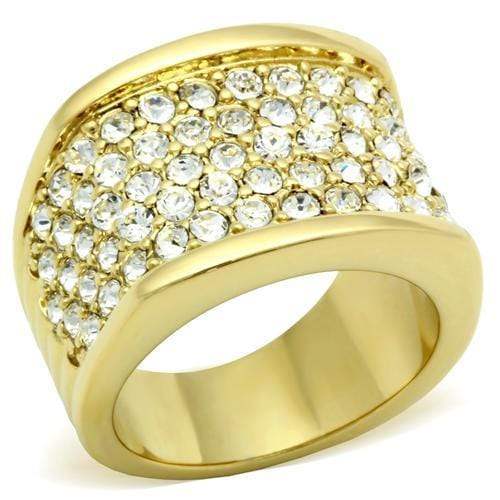 Alamode IP Gold(Ion Plating) Brass Ring with Top Grade Crystal in Clear - Alamode - Flyclothing LLC