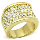 Alamode IP Gold(Ion Plating) Brass Ring with Top Grade Crystal in Clear - Alamode - Flyclothing LLC