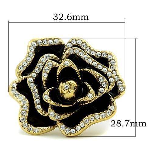 Alamode IP Gold(Ion Plating) Brass Ring with Top Grade Crystal in Clear - Alamode - Flyclothing LLC