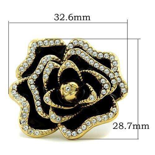 Alamode IP Gold(Ion Plating) Brass Ring with Top Grade Crystal in Clear - Alamode - Flyclothing LLC