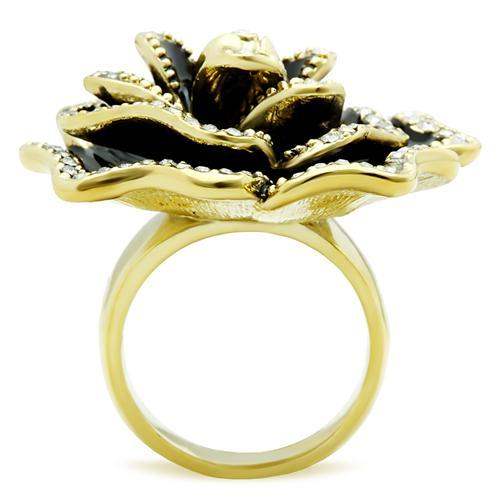 Alamode IP Gold(Ion Plating) Brass Ring with Top Grade Crystal in Clear - Alamode - Flyclothing LLC