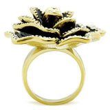 Alamode IP Gold(Ion Plating) Brass Ring with Top Grade Crystal in Clear - Alamode - Flyclothing LLC