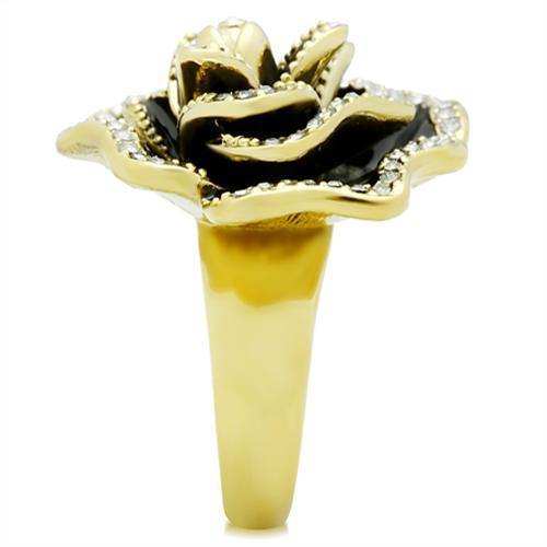 Alamode IP Gold(Ion Plating) Brass Ring with Top Grade Crystal in Clear - Alamode - Flyclothing LLC