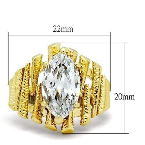 Alamode IP Gold(Ion Plating) Brass Ring with AAA Grade CZ in Clear - Alamode - Flyclothing LLC