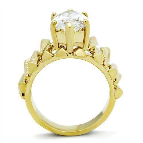 Alamode IP Gold(Ion Plating) Brass Ring with AAA Grade CZ in Clear - Alamode - Flyclothing LLC