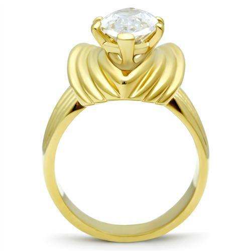 Alamode IP Gold(Ion Plating) Brass Ring with AAA Grade CZ in Clear - Alamode - Flyclothing LLC