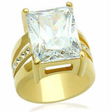 Alamode IP Gold(Ion Plating) Brass Ring with AAA Grade CZ in Clear - Alamode - Flyclothing LLC
