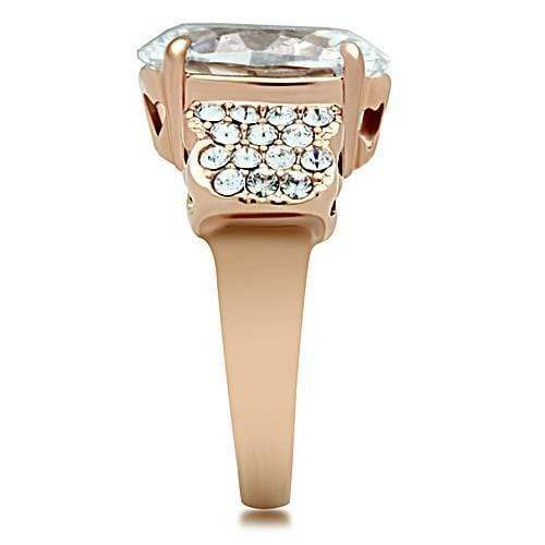 Alamode IP Rose Gold(Ion Plating) Brass Ring with AAA Grade CZ in Clear - Alamode - Flyclothing LLC