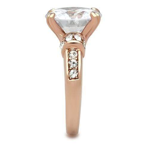 Alamode IP Rose Gold(Ion Plating) Brass Ring with AAA Grade CZ in Clear - Alamode - Flyclothing LLC