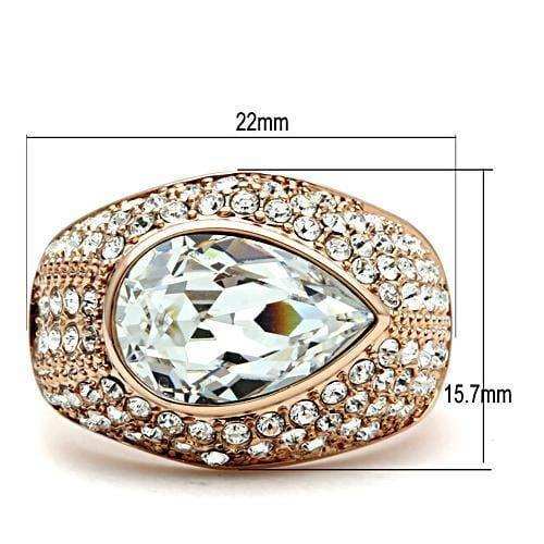Alamode IP Rose Gold(Ion Plating) Brass Ring with Top Grade Crystal in Clear - Alamode - Flyclothing LLC