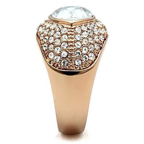 Alamode IP Rose Gold(Ion Plating) Brass Ring with Top Grade Crystal in Clear - Alamode - Flyclothing LLC