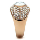 Alamode IP Rose Gold(Ion Plating) Brass Ring with Top Grade Crystal in Clear - Alamode - Flyclothing LLC