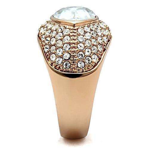 Alamode IP Rose Gold(Ion Plating) Brass Ring with Top Grade Crystal in Clear - Alamode - Flyclothing LLC