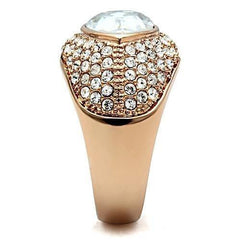 Alamode IP Rose Gold(Ion Plating) Brass Ring with Top Grade Crystal in Clear - Alamode