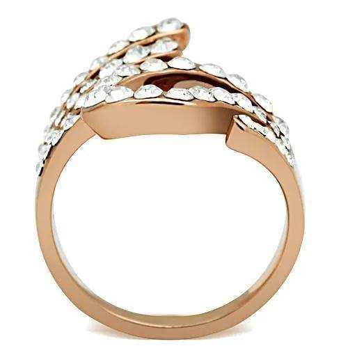 Alamode IP Rose Gold(Ion Plating) Brass Ring with Top Grade Crystal in Clear - Alamode - Flyclothing LLC