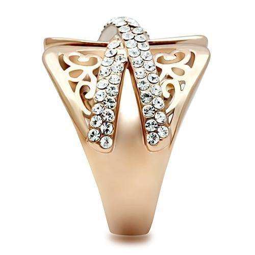 Alamode IP Rose Gold(Ion Plating) Brass Ring with Top Grade Crystal in Clear - Alamode - Flyclothing LLC