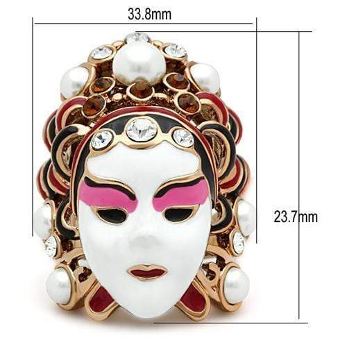 Alamode IP Rose Gold(Ion Plating) Brass Ring with Top Grade Crystal in Clear - Alamode - Flyclothing LLC