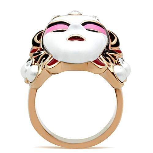 Alamode IP Rose Gold(Ion Plating) Brass Ring with Top Grade Crystal in Clear - Alamode - Flyclothing LLC